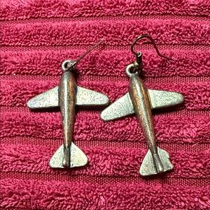 Bronze Airplane Earrings